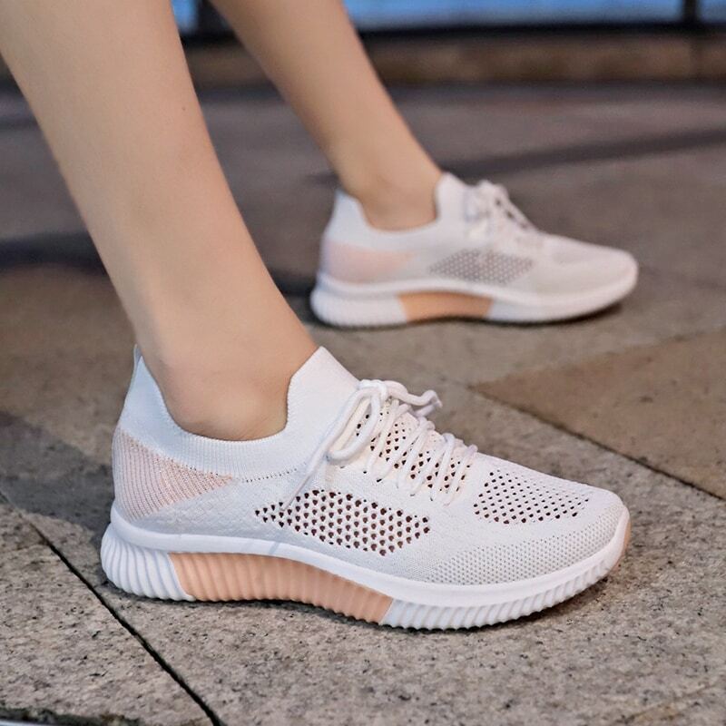 Image of Lace-up Front Knit Sneakers
