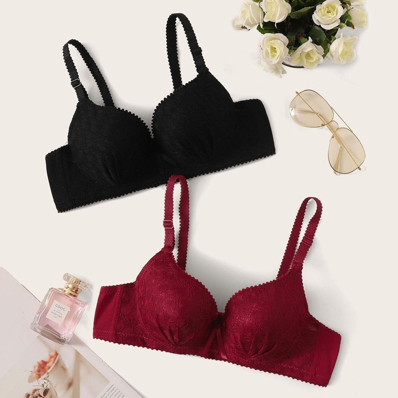 

Floral Lace Underwire Bra Set 2pack, Multicolor