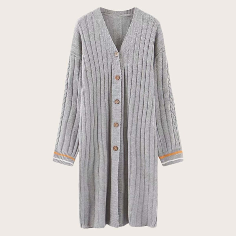 

Button Through Drop Shoulder Cardigan, Grey