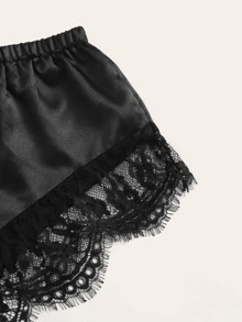 Eyelash Floral Lace Lingerie Set - Black - View 6