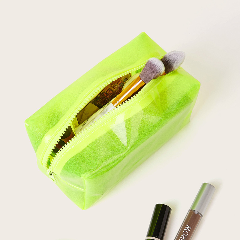 

Neon Yellow Transparent Makeup Bag, Bright mint green
