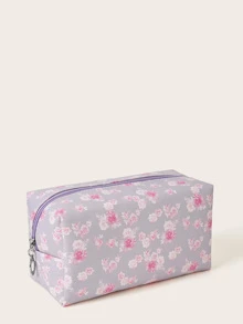 Ditsy Floral Pattern Makeup Bag - Mauve Purple - View 3