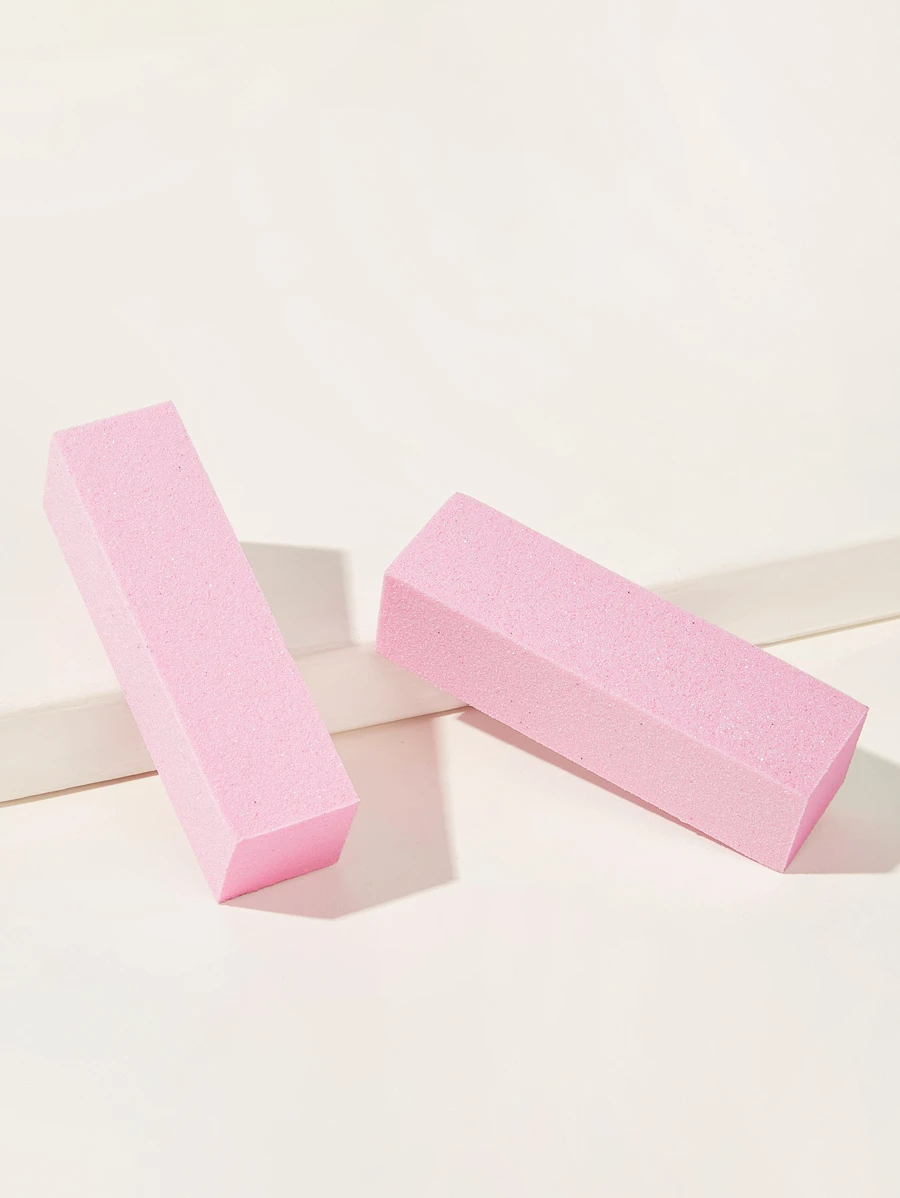 2入組粉色指甲緩沖劑砂磨塊銼海綿指甲拋光器專業美甲工具適用於丙烯酸指甲護理最佳天然指甲護理 - 粉色 - 查看 1