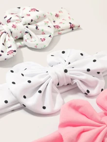 Baby Polka Dot Pattern Bow Tie Decor Headband 3pcs - Multicolor - View 2