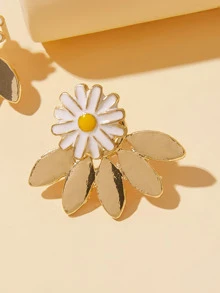 Daisy Decor Fan Earring Jackets 1pair - Yellow - View 4