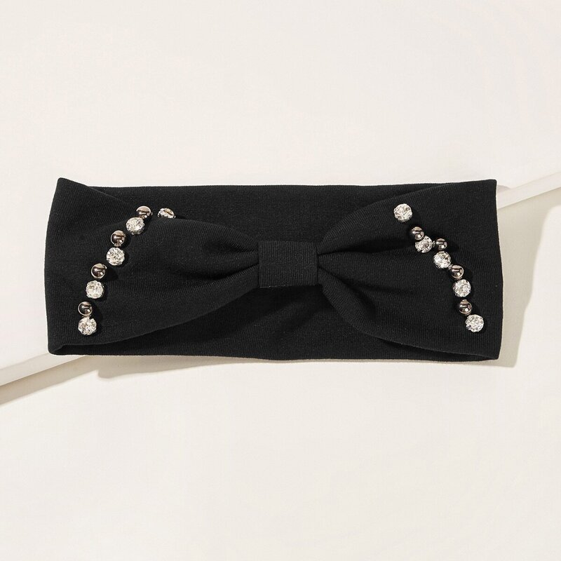 

Rhinestone Engraved Bow Knot Headband, Black