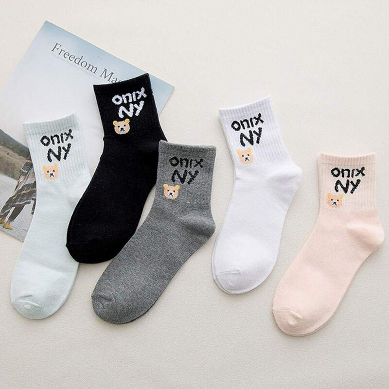

Letter Pattern Socks 5pairs, Multicolor
