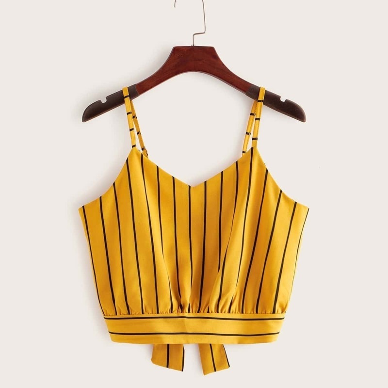

Striped Tie Back Cami Top, Yellow bright