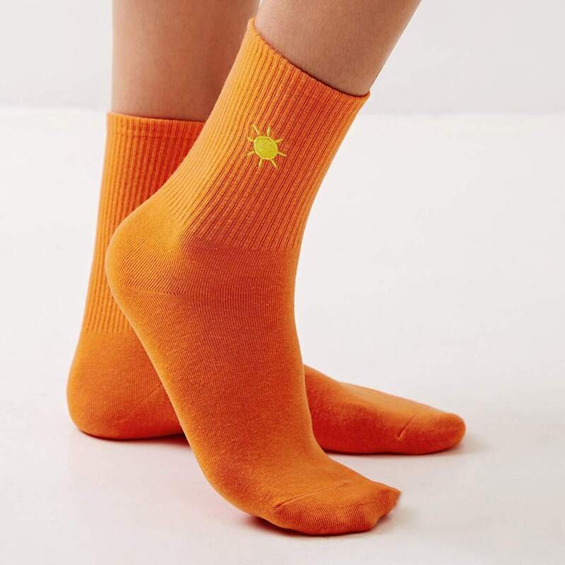 

Sun Embroidery Socks 1pair, Pink