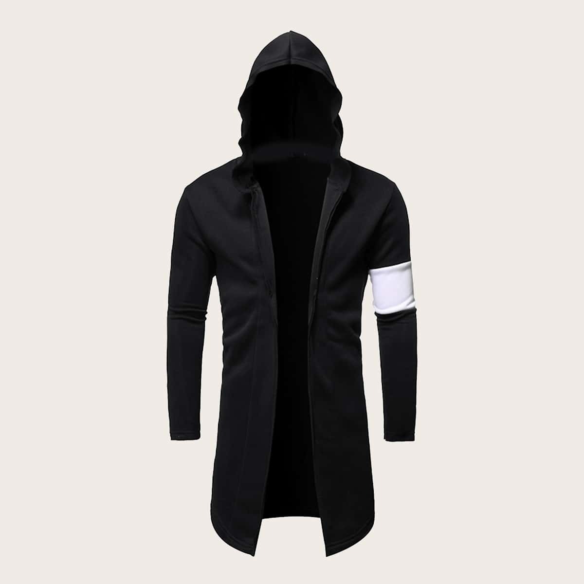 

Guys Contrast Panel Hooded Outerwear, Black