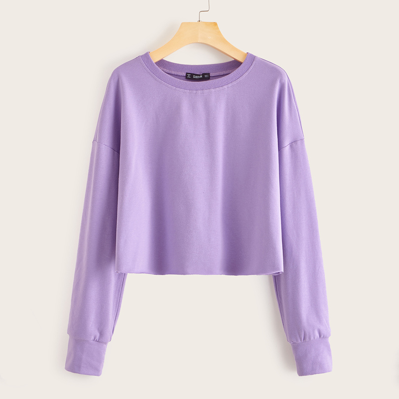 

Drop Shoulder Crop Pullover, Pastel lilac purple