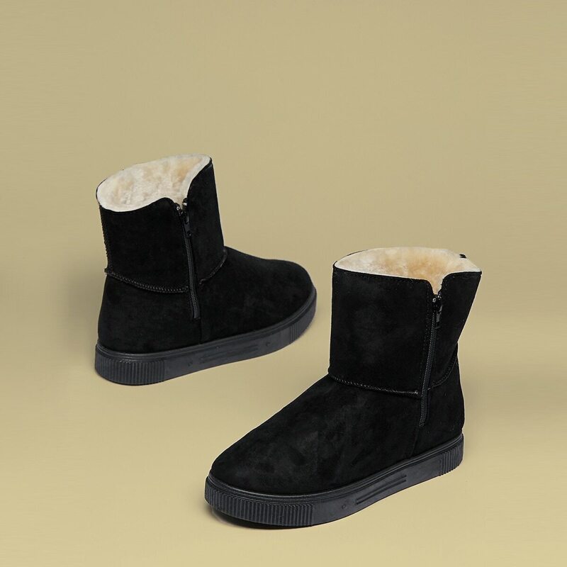 

Faux Fur Lined Cold Weather Boots, Black