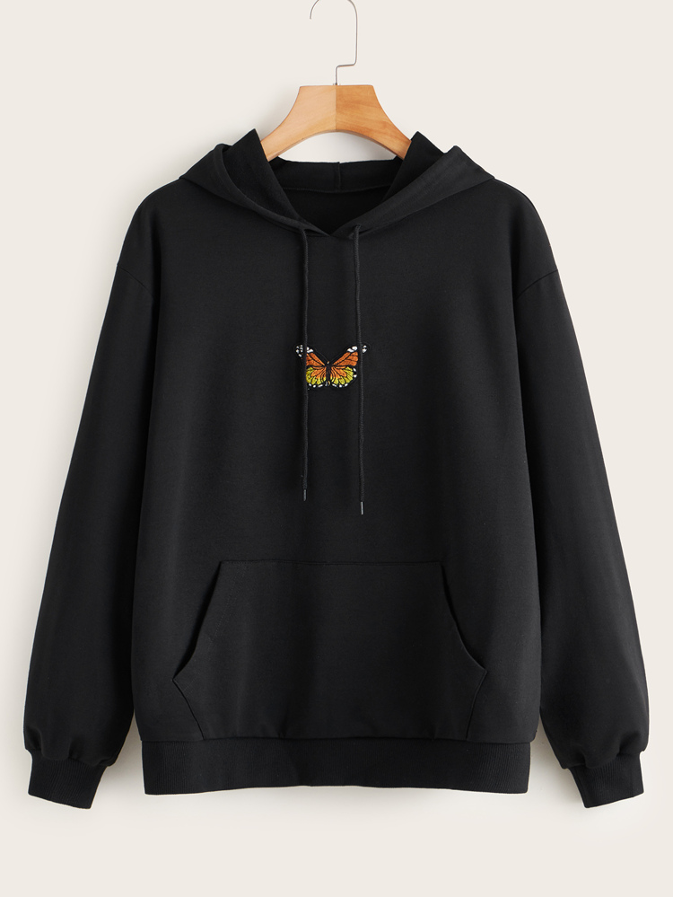 Butterfly Graphic Drawstring Hoodie