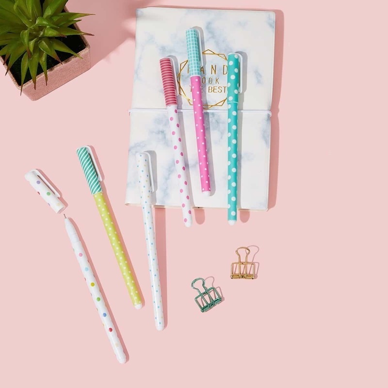 

Polka Dot Print Gel Pen Set 6pcs