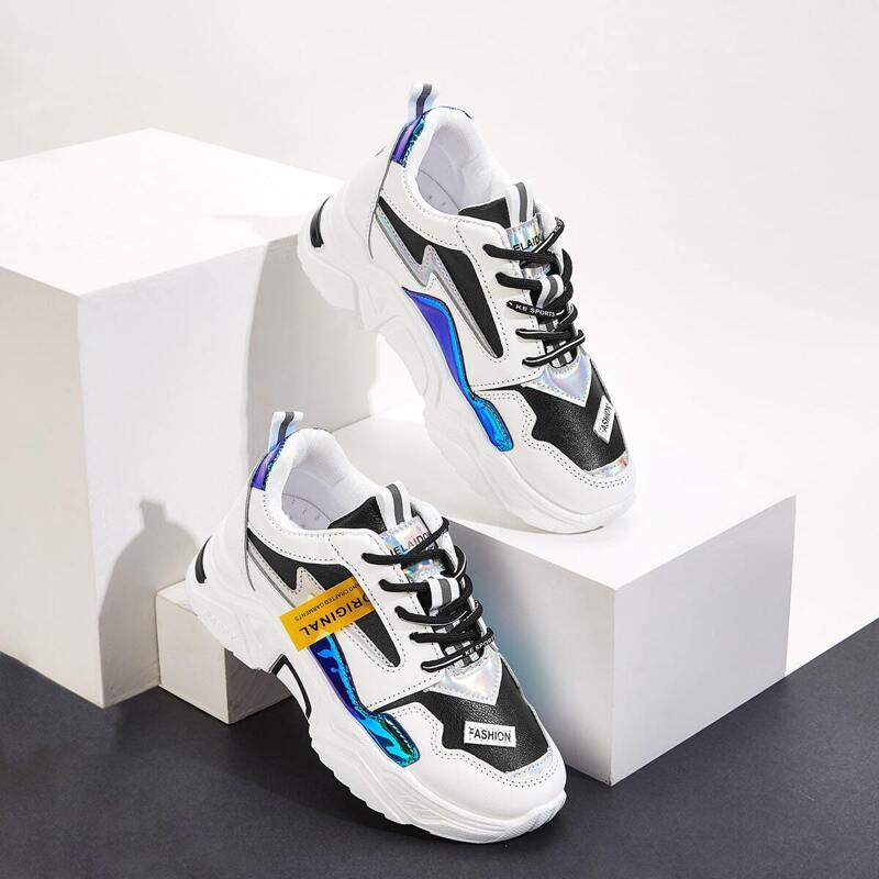 

Laser Detail Chunky Sole Sneakers, Multicolor