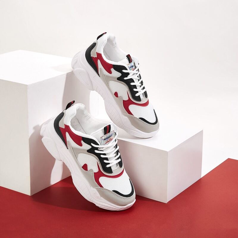 

Chunky Sole Mesh Panel Trainers, Multicolor