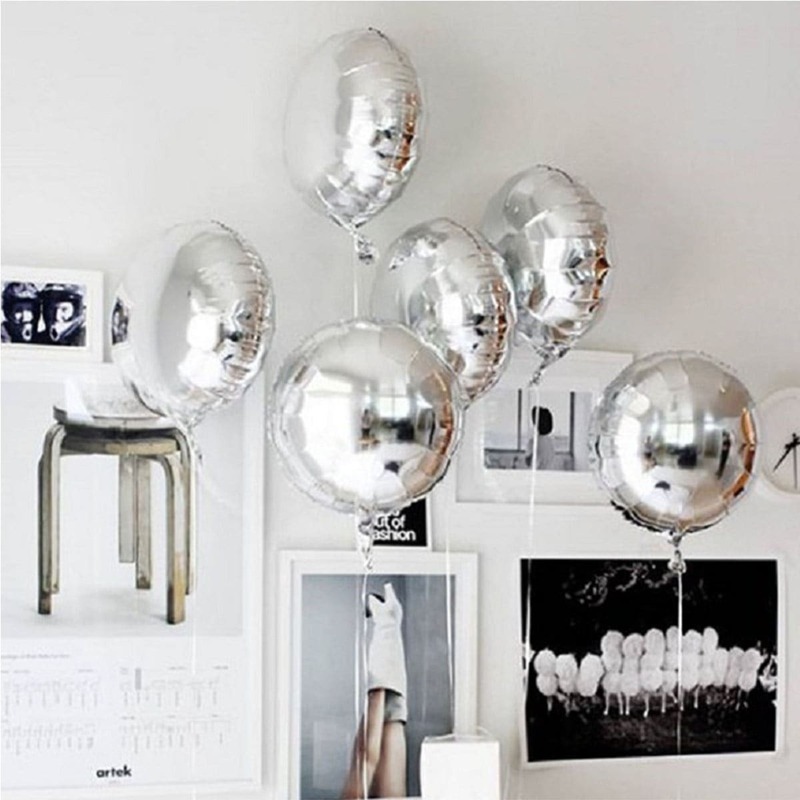 

18 Inch Aluminum Balloon 5pcs, Silver