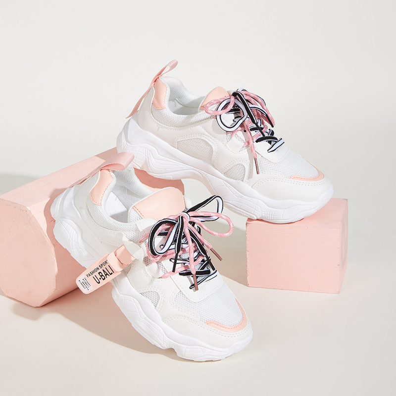

Lace-up Front Chunky Sole Sneakers, White