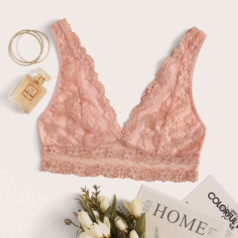 

Floral Lace Bralette, Pink