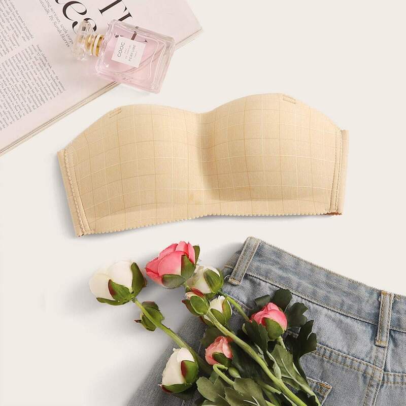 

Plaid Bandeau Bra, Nude