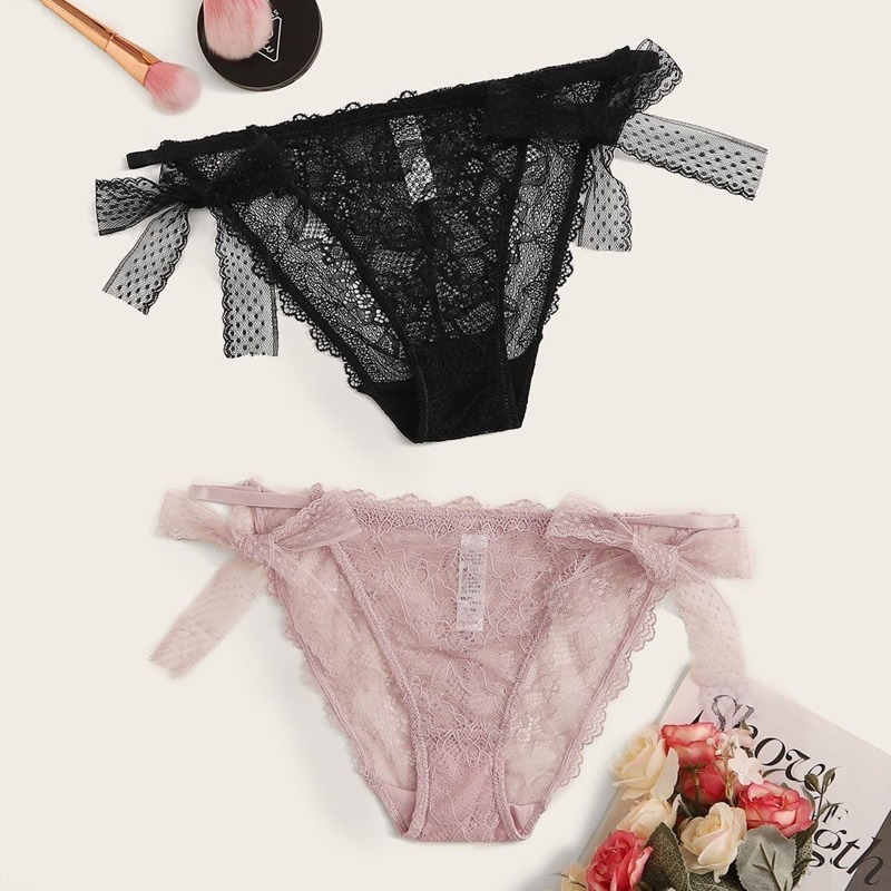 

Floral Lace Tie Side Panty Set 2pack, Multicolor