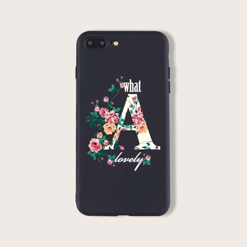 

Flower & Letter Print iPhone Case
