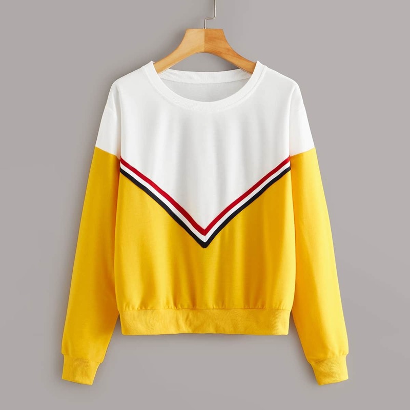 

Contrast Panel Tape Detail Sweatshirt, Multicolor
