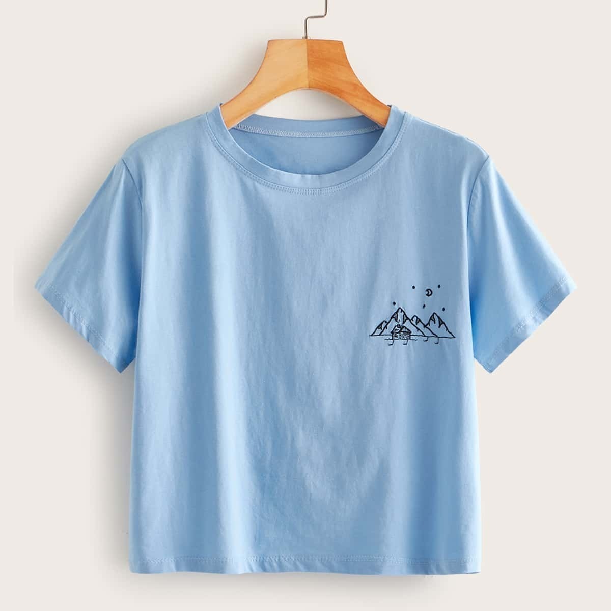 

Mountain Graphic Tee, Baby blue
