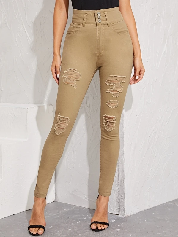 khaki skinny jeans high waisted