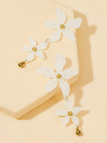 Double Flower Drop Earrings 1pair