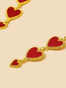 1 par de pendientes elegantes de estilo europeo con corazón rojo de metal, pendientes colgantes con forma de corazón de moda, adecuados para San Valentín