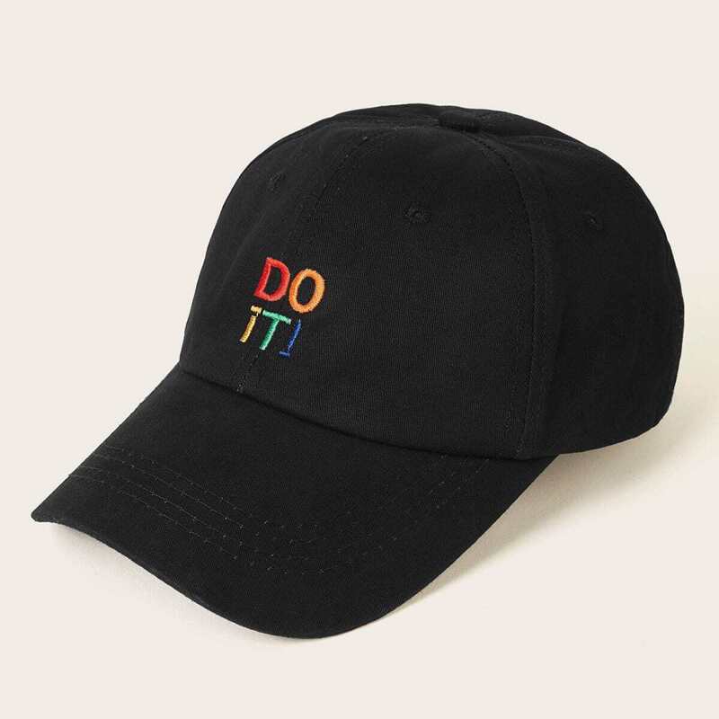 

Slogan Embroidery Baseball Cap, Black
