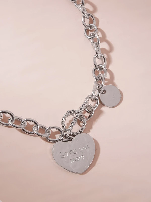 Halskette Mit Scheibe Herzen Dekor Und Kette 1 Stuck Aktuelle Trends Gunstig Kaufen Shein Deutschland