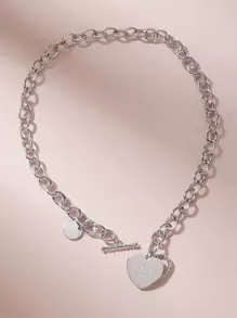 Halskette Mit Scheibe Herzen Dekor Und Kette 1 Stuck Aktuelle Trends Gunstig Kaufen Shein Deutschland