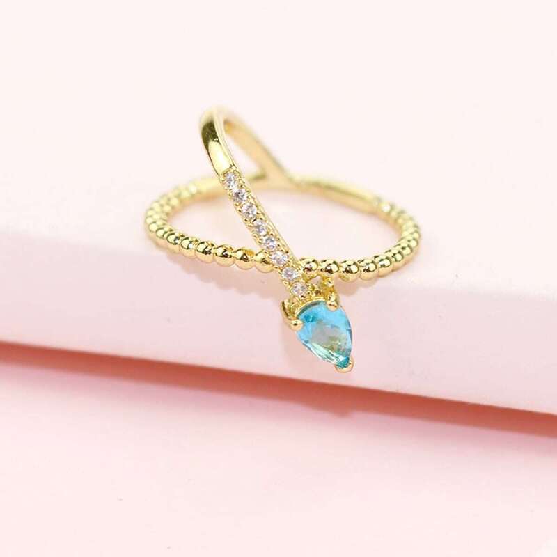 

Gemstone Decor Ring 1pc, Gold
