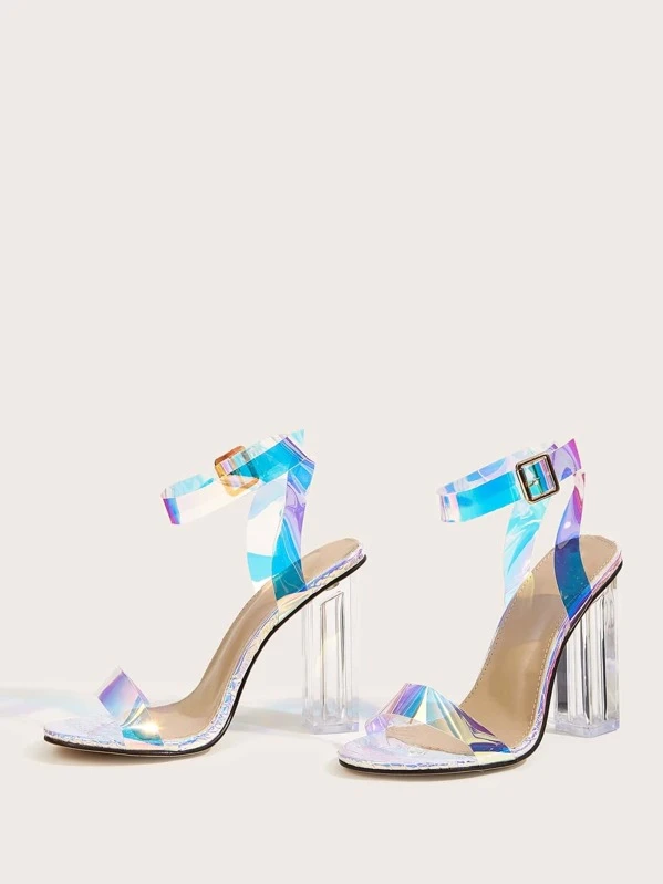 holographic chunky heels