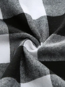 Manfinity Homme Nam Túi Bên Trâu Kẻ Sọc Áo Sơ Mi Tay Dài Cài Nút Nhiều Màu Sắc Sơ Mi Thường Ngày Cho Bạn Trai Quà Tặng - Đen và trắng - Xem 4