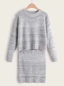 Drop Shoulder Space Dye Jumper & Sweater Skirt