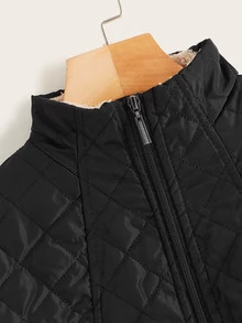 Jackets Dây kéo màu trơn màu đen Casual - màu đen - Xem 4