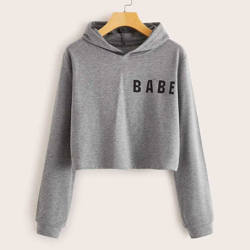 

Letter Print Space Dye Hoodie, Grey