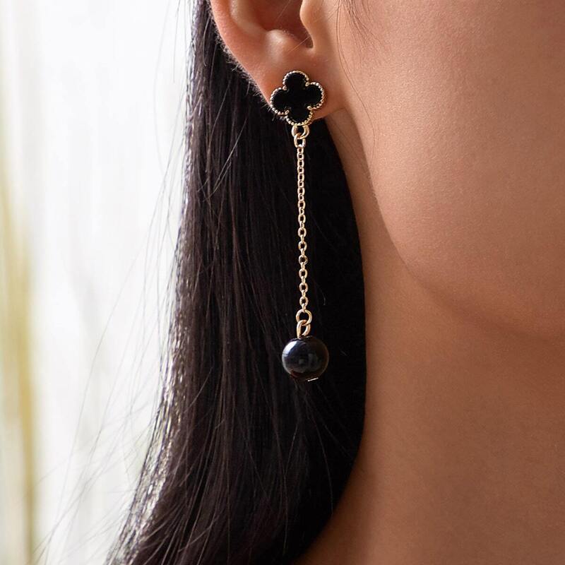 

Clover Decor Bead Drop Earrings 1pair, Multicolor