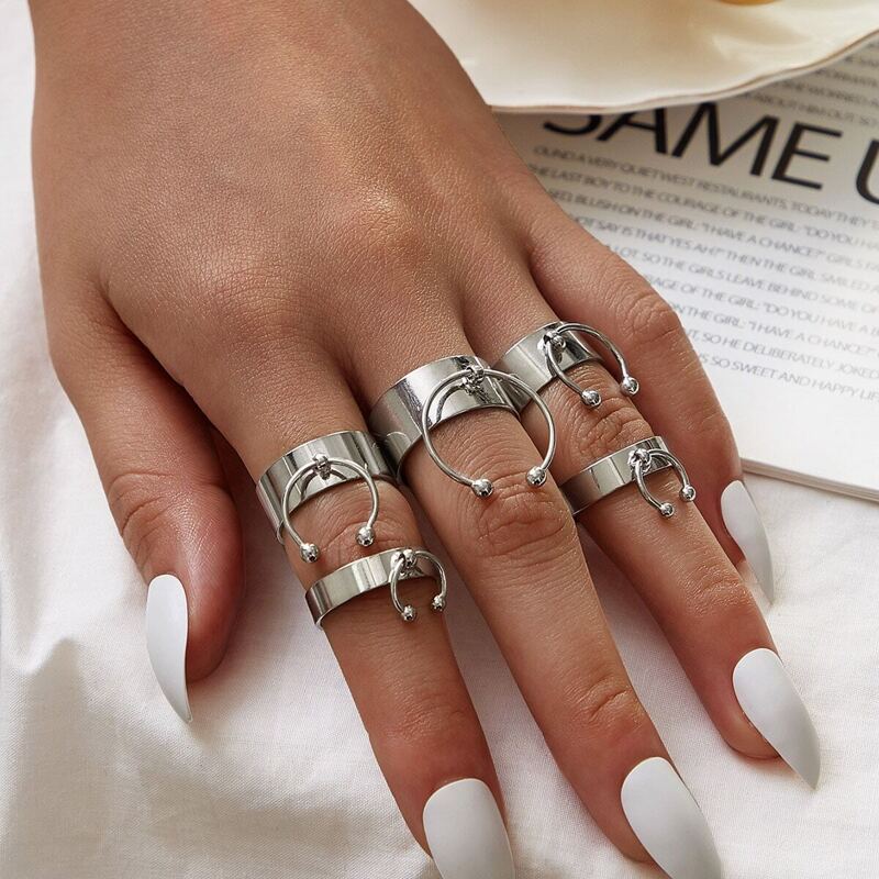 

Cuff Ring Decor Ring 5pcs, Silver