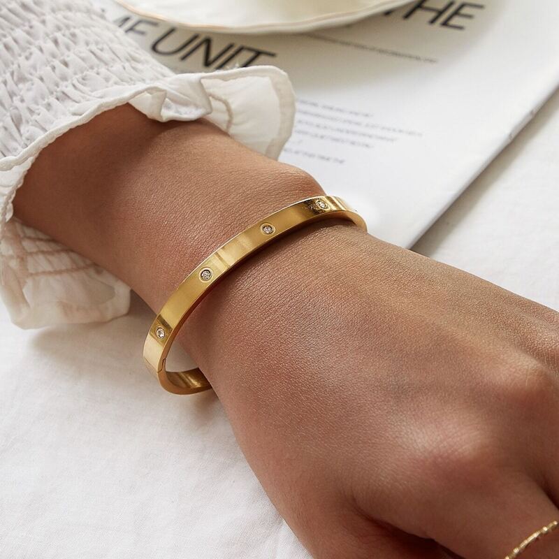 

Rhinestone Decor Bracelet 1pc, Gold