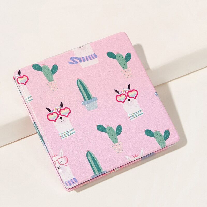 

Portable Dog Pattern Folded Square Mirror, Multicolor