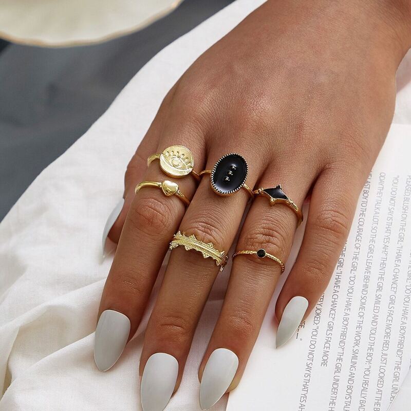 

Geometric Decor Ring 6pcs, Gold