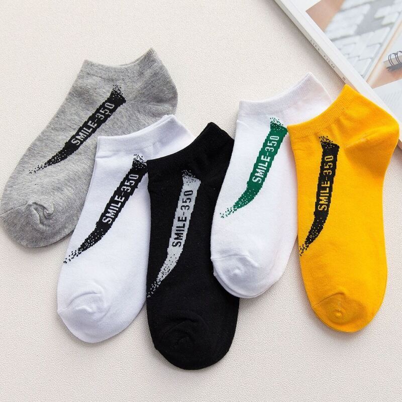 

Guys Letter Pattern Ankle Socks 5pairs, Multicolor