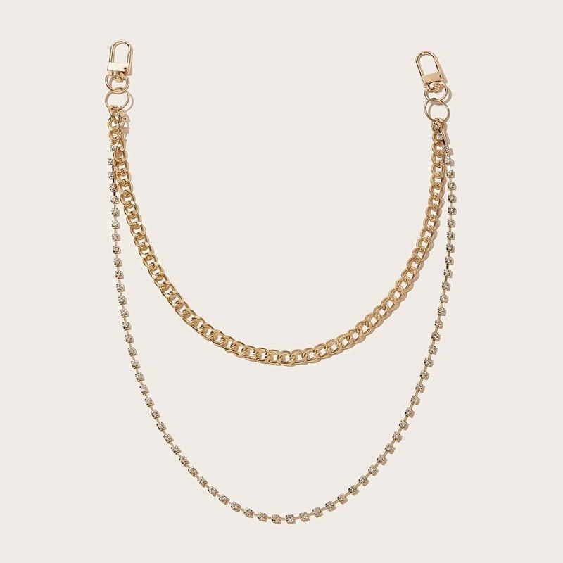 

Rhinestone Engraved Layered Waist Chain 1pc, Gold