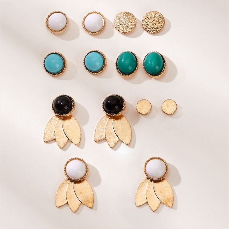 

Leaf Stud Earrings 7pairs, Multicolor