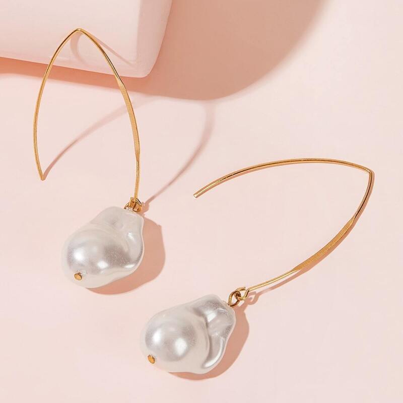 

Faux Pearl Drop Earrings 1pair, White