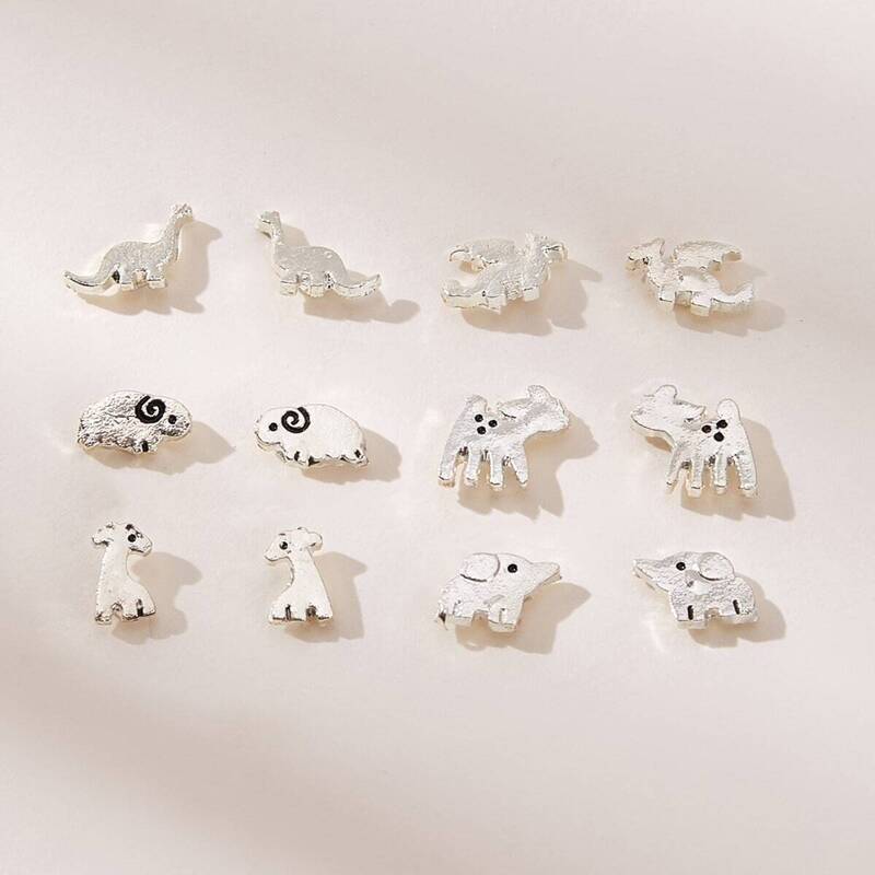 

Animal Stud Earrings 6pairs, Silver